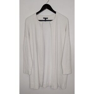 Eileen Fisher Silk/Organic Cotton Blend Quilted Cardigan Size M Ivory Coastal
